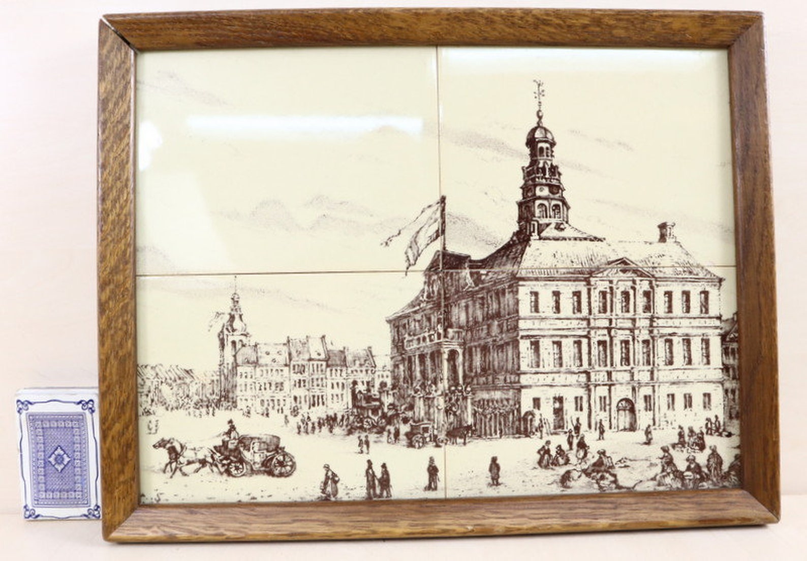 Fliesenplatte mit 4 Keramikfliesen im Holzrahmen. | Etsy