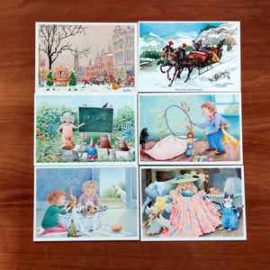 Collezione di 6 biglietti d'auguri vintage per bambini (campagna filatelica per bambini)