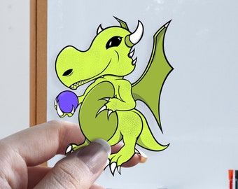Baby Dragon Holding Magic Ball Sticker for all types of surfaces