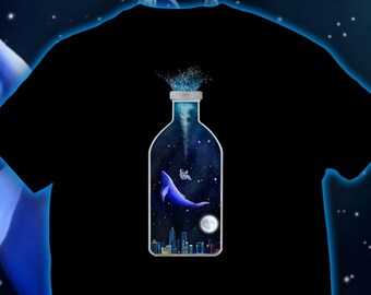 Whale T-Shirt Whale in a Bottle for Men Women Children Unisex Graphic Shirt