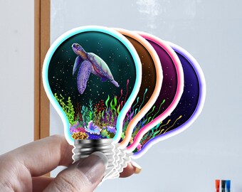 Trippy Turtle in a Light Bulb Sticker for all types of surfaces