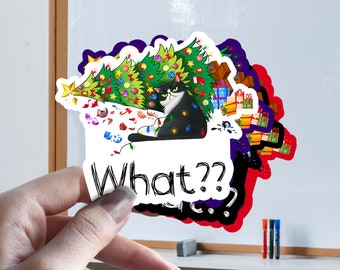 What Cat Christmas Cat Brat Sticker for all types of surfaces