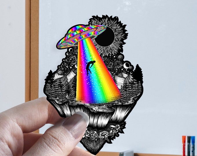 Alien Abduction - Alien UFO Sticker