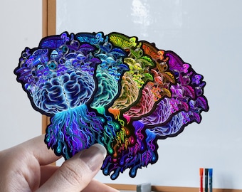 Mushrooms on the Brain - Shroomaniac Brand Trippy Sticker for all types of surfaces