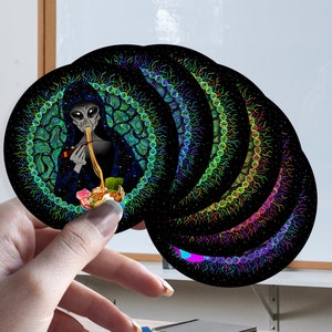 Alien Ramen is Life - Shroomaniac Brand Trippy Alien Sticker for all types of surfaces