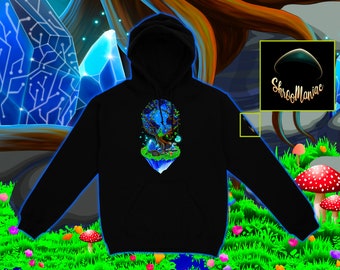 Between Life and Tech - Shroomaniac Brand Trippy Hoodie for Men, Women, Children, Unisex Hoodie