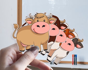 Cartoon happy cow sticker for all types of surfaces