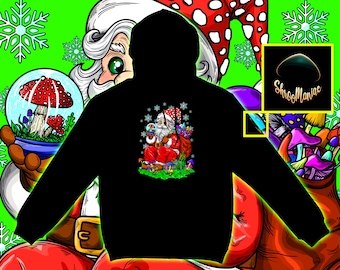 Trippy Mushroom Santa Hoodie – Shroomaniac Christmas Unisex Sweatshirt