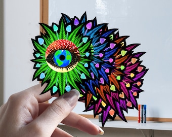 Amanita's All Seeing Eye - Shroomaniac Brand Trippy Mushroom Sticker for all types of surfaces