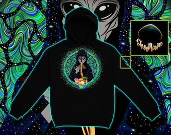 Trippy Alien Ramen Hoodie - Shroomaniac Brand Unisex Graphic Hoodie