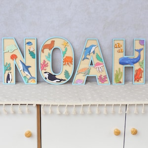 Personalized Ocean Name Sign: 3D Wooden Nursery Decor