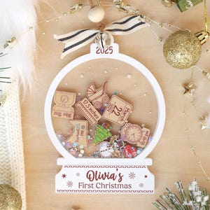 Gepersonaliseerde babykerstversiering 2025: 4D Shake acryl aandenken