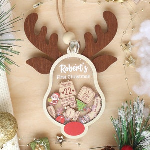 Personalized Baby's First Christmas Ornament 2025: Shakeable Acrylic & Wood Keepsake