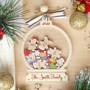 Personalized Gingerbread Family Christmas Ornament: Custom Acrylic Cookie, Up to 10 Names