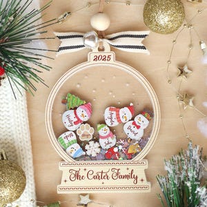 Personalized Snowman Family Christmas Ornament: Custom Acrylic Decor