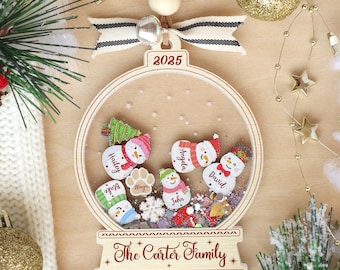 Personalized Snowman Family Christmas Ornament: Custom Acrylic Decor