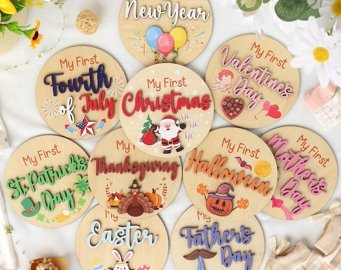 Baby's First Holiday Milestone Discs: Photo Prop Gift Set