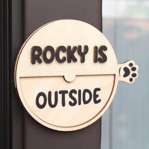 Custom Cat Name - Personalized Inside/Outside Door Magnet - Wood Pet Reminders Sign - Cat Lover Gift - Engraved Pet Accessories