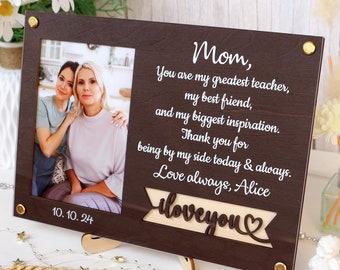 Personalisierter Fotorahmen, baltisches Birkenholz, Spruch, Spruch, Geschenk für Mama