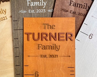 Personalized Wood Growth Chart: Family Name Nursery Decor (5 puzzle pieces)