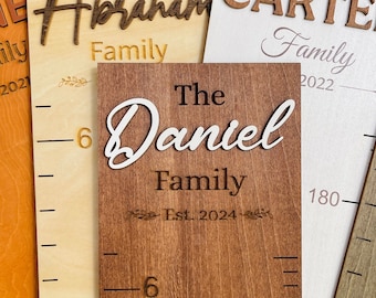 Family Growth Chart Personalized Wood Growth Chart Height Chart for Kids Height Ruler for Wall Wooden Nursery Decor Baby Shower Gift