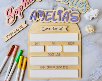 Gepersonaliseerd First Day of School-bord: herbruikbaar bord voor droog wissen