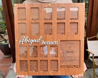 Personalized School Years Photo Frame, Birth Through Graduation, Senior Picture Gift