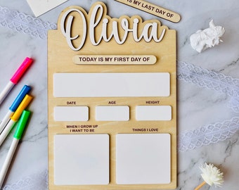 First Day of School Sign, Back to School, Personalized Last Day of School Sign, Reusable Dry Erase Board, Back to School Photo Prop