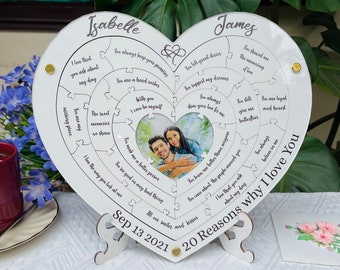 Rompecabezas personalizado de razones por las que te amo: regalo fotográfico de aniversario