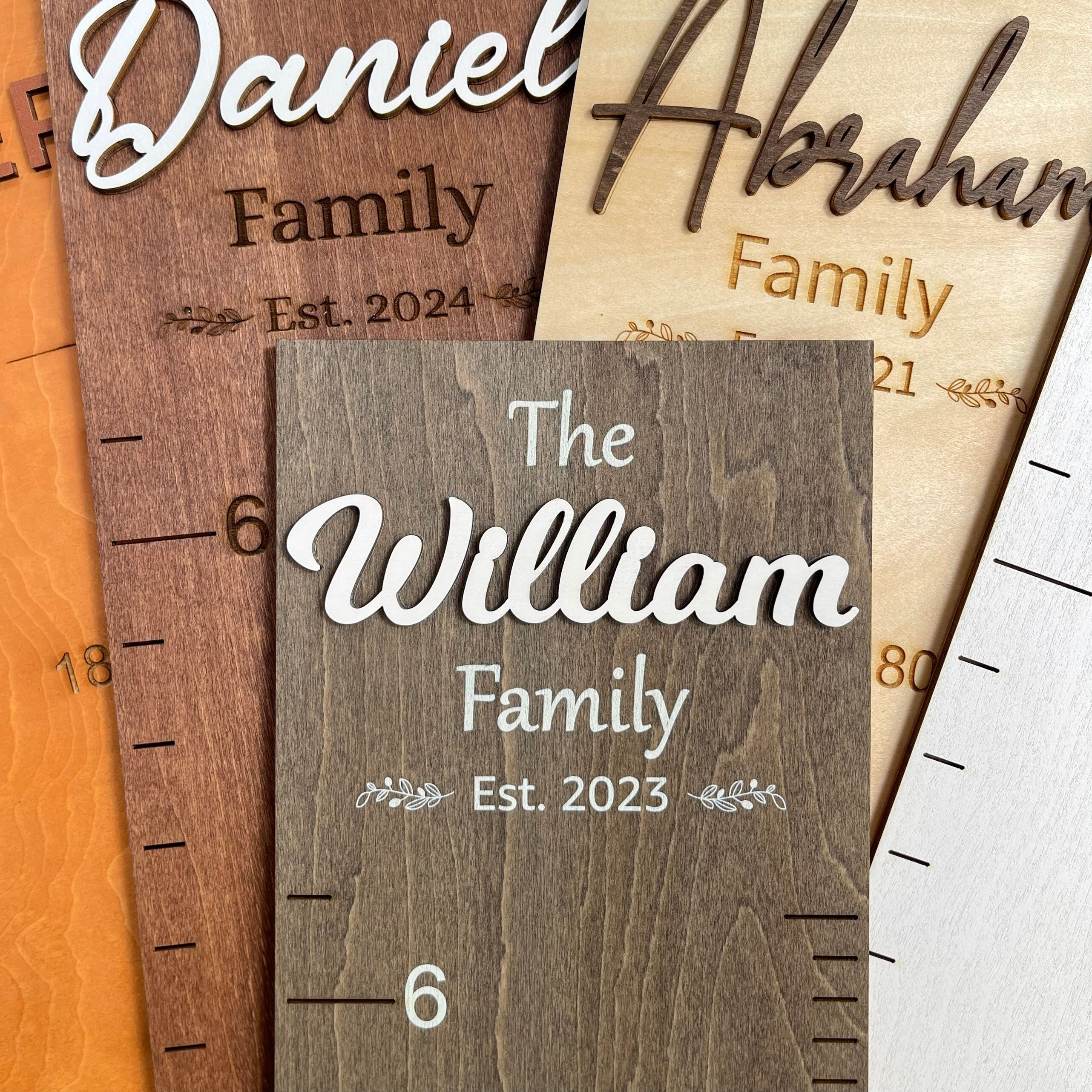 Personalized Wood Height Chart: Nursery Decor, Family Growth Ruler (5 ...