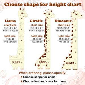 Personalized Giraffe Growth Chart: Wooden Height Ruler, Nursery Decor image 6