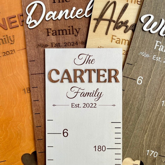 Personalized Family Growth Chart: Wooden Baby Height Ruler, Nursery Decor (5 puzzle pieces)