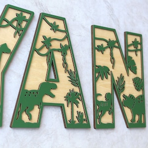 Personalized Dinosaur Name Sign: 3D Wooden Letters, Nursery Decor - Etsy