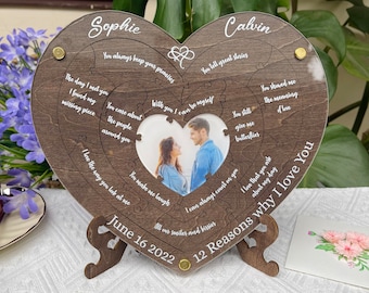 Reasons Why I Love You, Personalized Wooden Puzzle Birthday Gift for Her, Anniversary Gift for Him, Custom Valentines Gift for Boyfriend