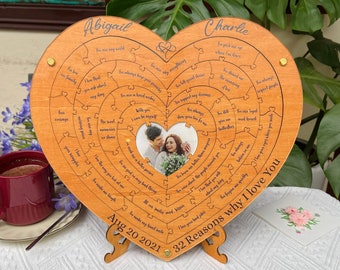 Rompecabezas de madera personalizado "Razones por las que te amo", regalo de aniversario