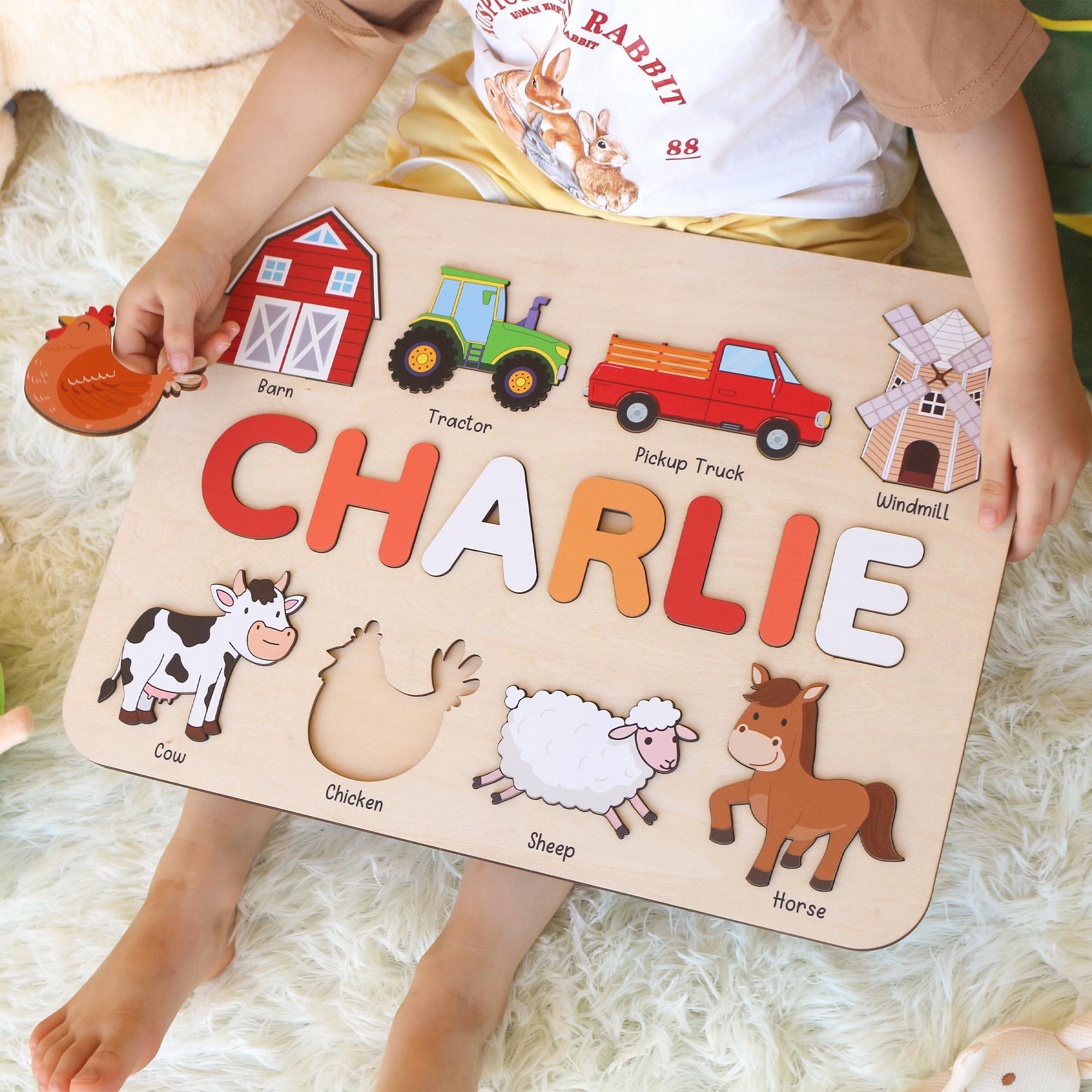 Personalized Name Puzzle | Montessori Wooden Toy, Baby Birthday Gift - Etsy