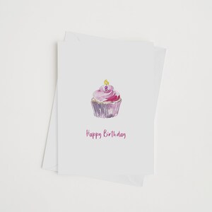 9 pacotes de cartões de aniversário para impressão, cartão de aniversário em aquarela para download, cartão de feliz aniversário, cartão de cupcake 5x7, cartão dobrável, cartão em branco