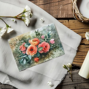 Carte florale imprimable de deuil et de sympathie, carte florale de condoléances aquarelle téléchargeable, carte de voeux 5 x 7, carte pliable, carte vierge