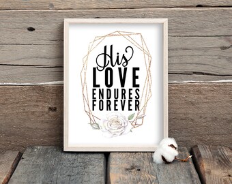 Lámina "Su amor perdura para siempre" – Arte mural cristiano (Descarga digital)