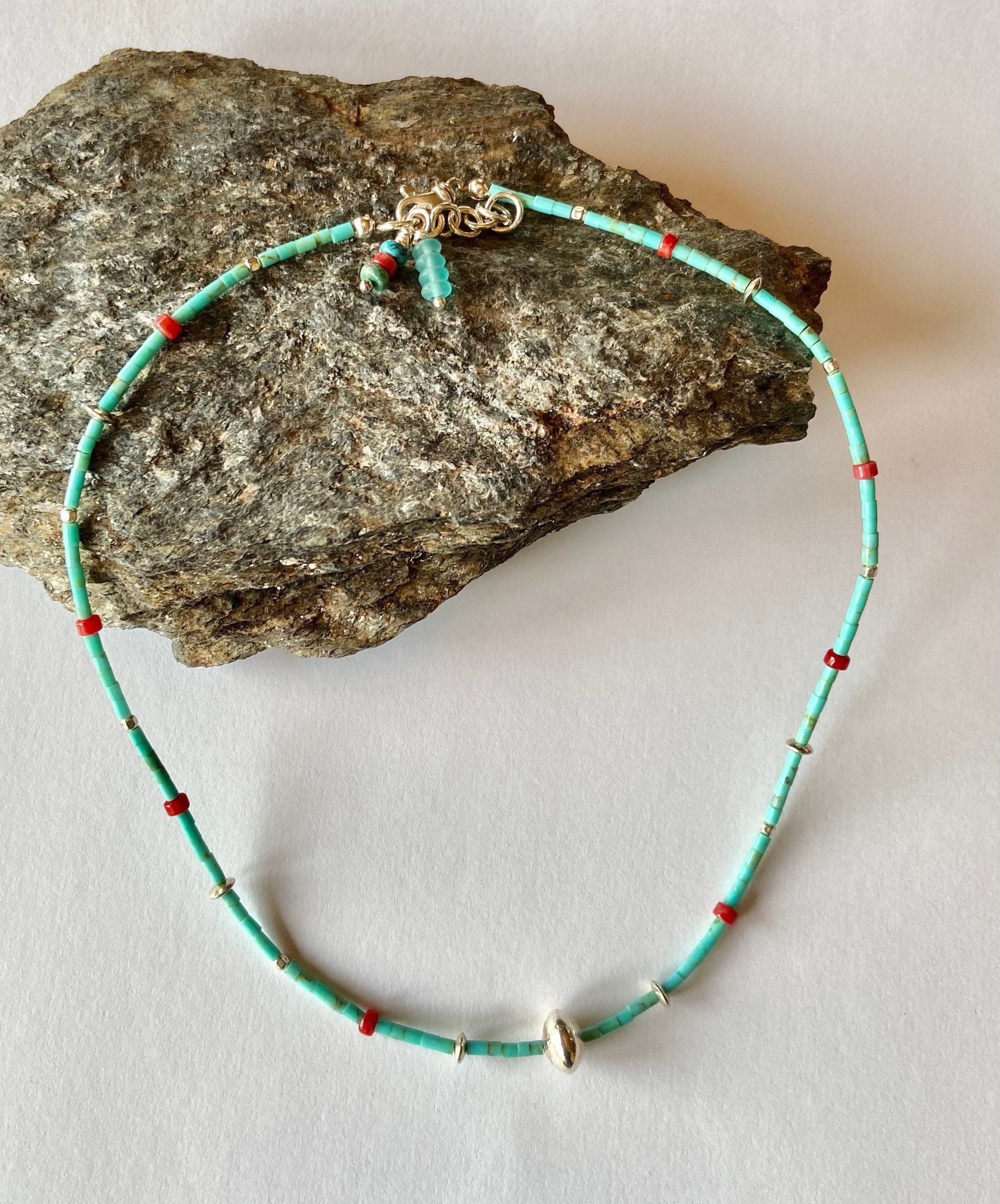 Romantic Turquoise Bead 'Heart' Flex Choker Necklace Adjustable Romantic Turquoise Bead 'Heart' Flex Choker Necklace Adjustable