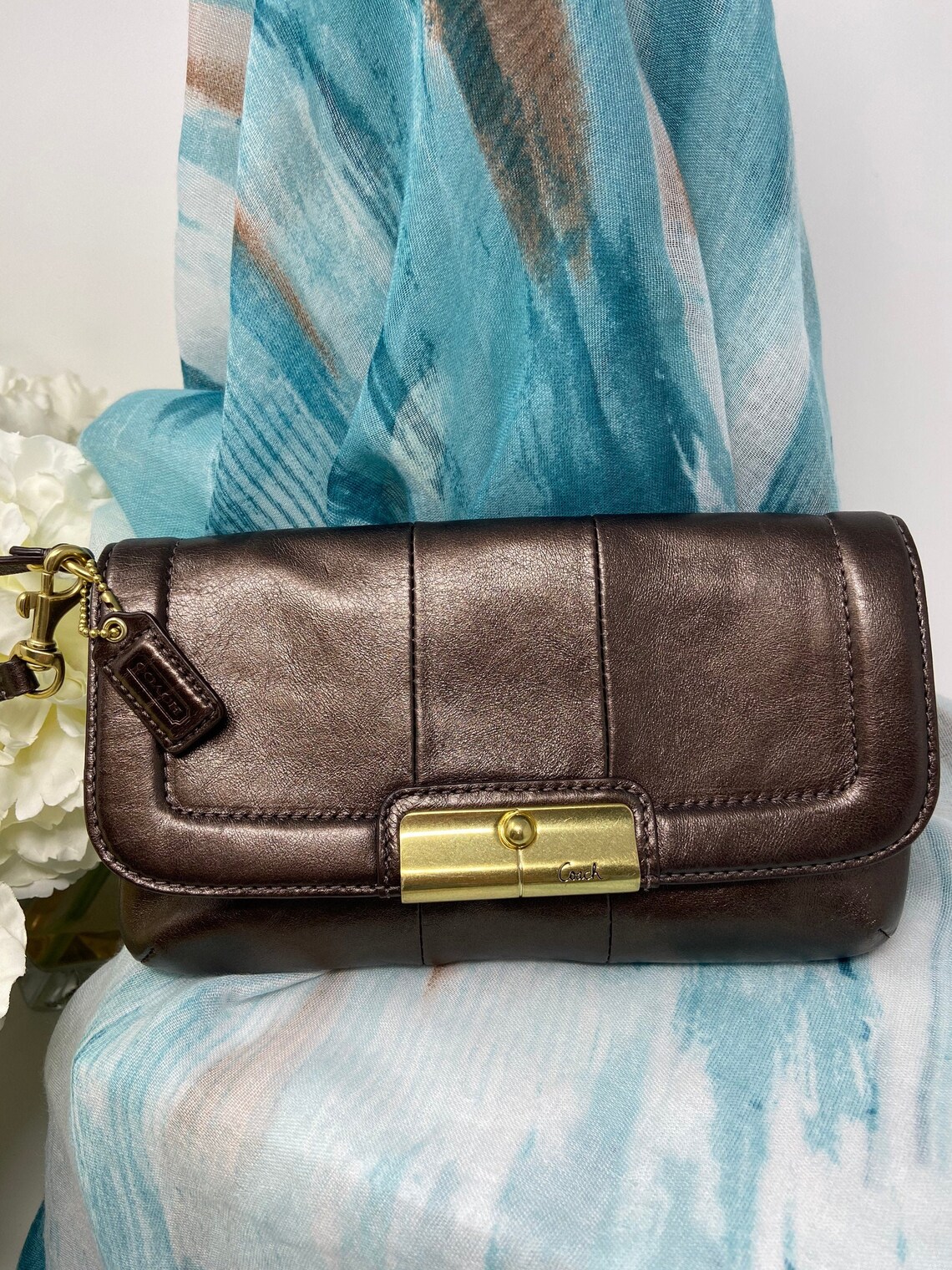 Vintage COACH Leather Wristlet Etsy