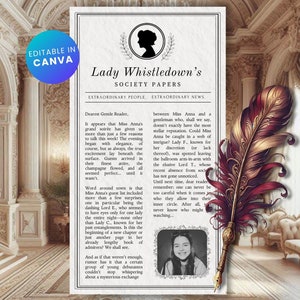 Invitación personalizada, documentos de la sociedad, tarjeta de cumpleaños, plantilla para canva, tarjeta de cumpleaños digital, cumpleaños imprimible, invitación a la despedida de soltera victoriana