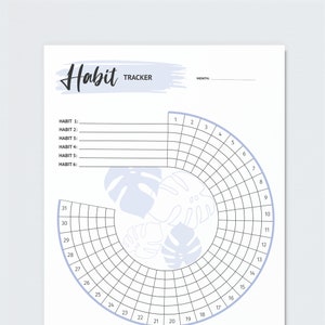 Habit Tracker Printable, Bullet Journal Habit Tracker, Circle Habit Tracker, Habit Planner, Bullet Journal Inserts - A4, A5 & Letter