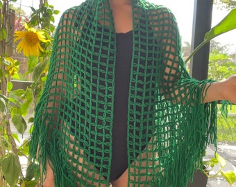 Saída de praia verde em rede, modelo vazado, pareô ajustável, saia longa, vestido de praia