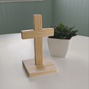 5.5” Stand up Cross, Cross with base, handmade Stand up cross, Stand up Wooden cross made in USA