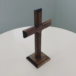 Wooden Cross, Cross with a stand, 12” Cross with a stand, Cross, Handmade Cross, Cross with Base.