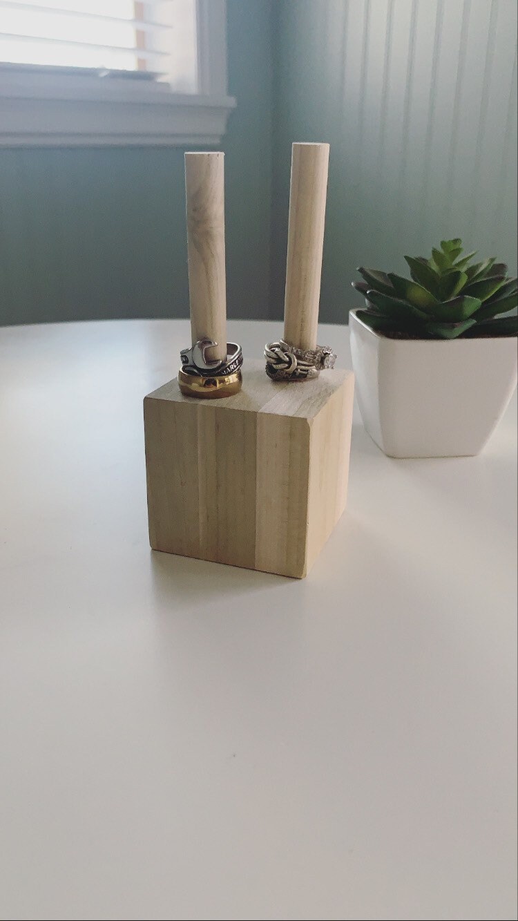 Anillo soporte de anillo doble soporte de anillo de madera Etsy