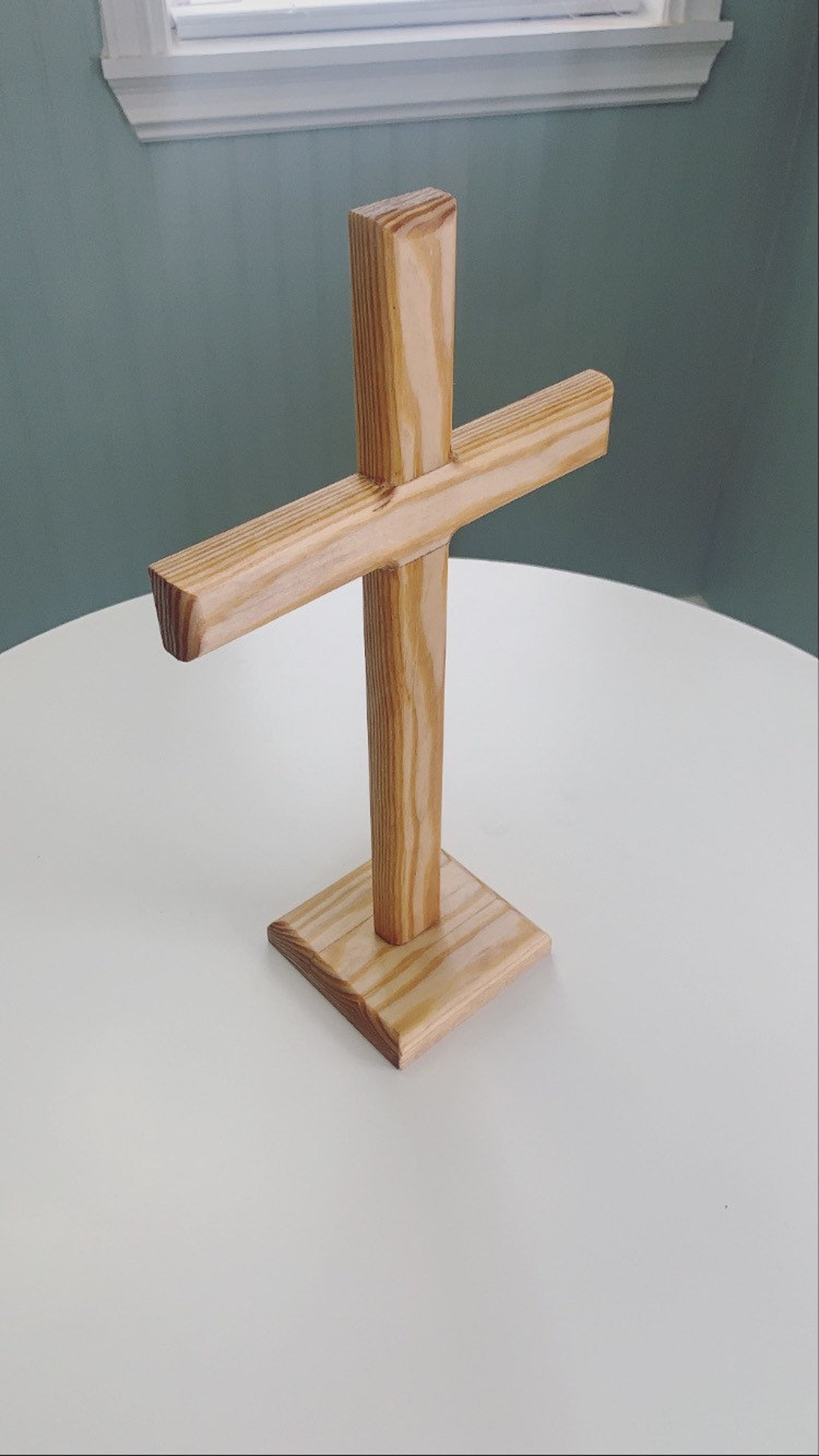 Wooden Cross, 16 Stand up Cross, Cross With a Base, Handmade Stand up Cross. Etsy