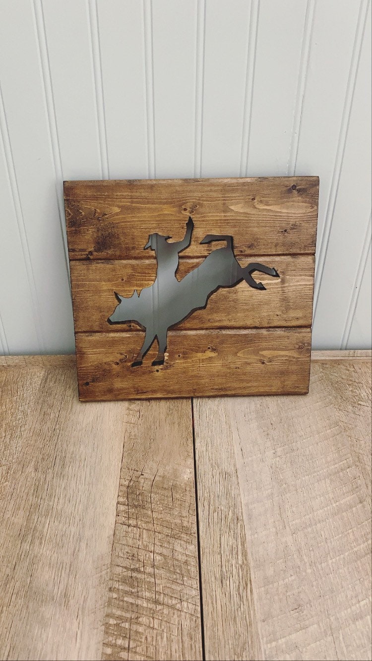Wooden Bull-rider Bull-Rider Bull-Rider Silhouette Wooden | Etsy