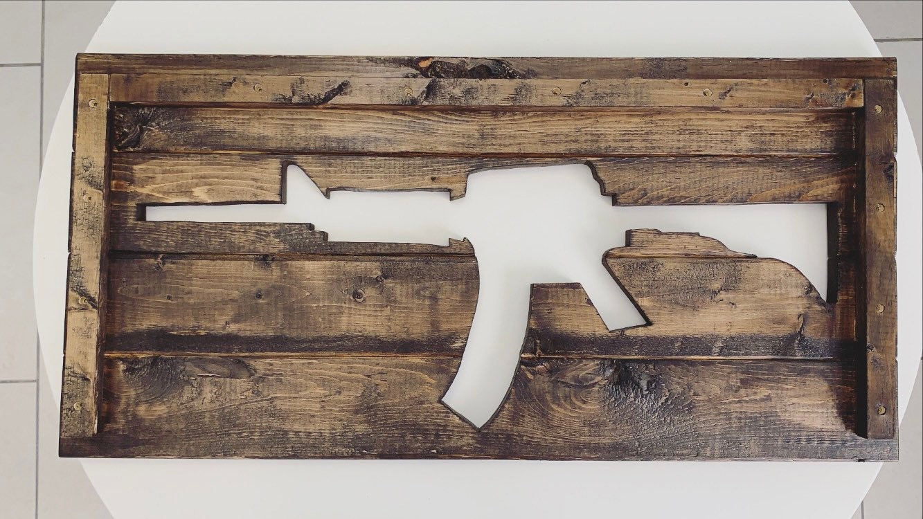 White Gun Frame Wooden Gun Frame, Gun Wall Decor, Wall Decor, Wooden Gun Plaque, Wall ...